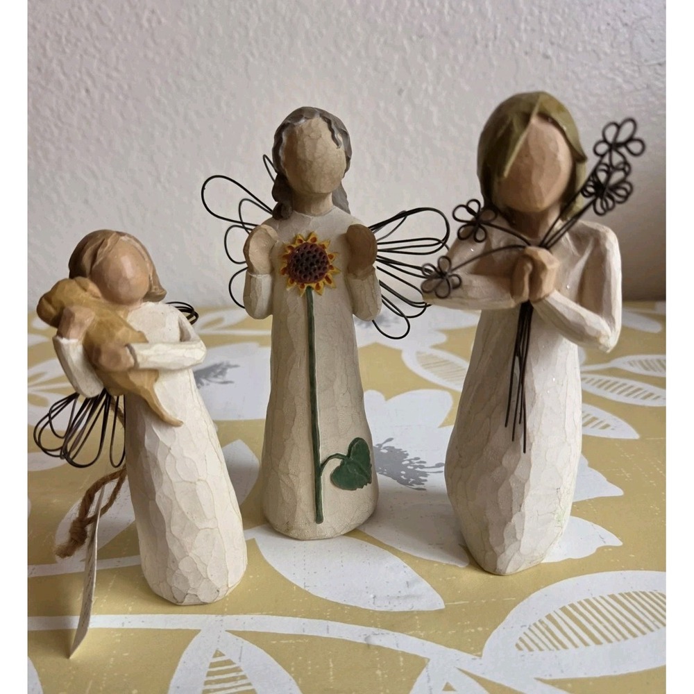 Willow Tree Lot of 3 Figurines Sunshine, Friendship & Love my Cat Angels
